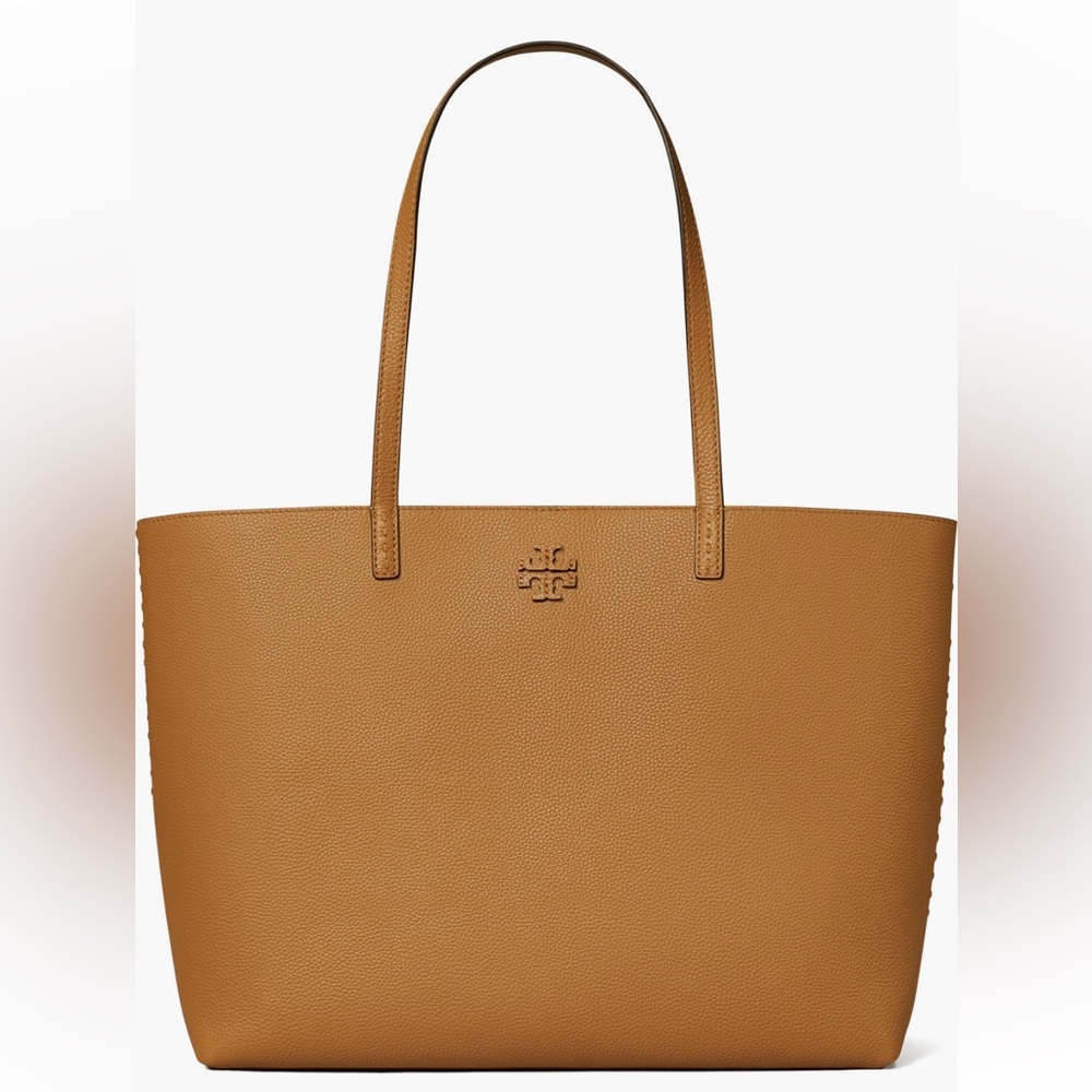 NWT Tory Burch McGraw Leather Tote in Tiramisu Brown Color with Dust Bag